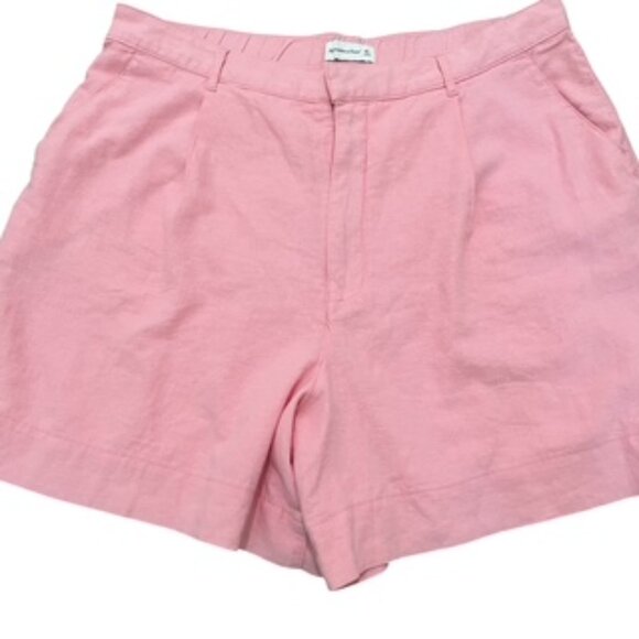 NEW Abercrombie & Fitch Linen Shorts Women’s‎ Size XL Pink Pleated Bermuda NWT - Picture 1 of 10